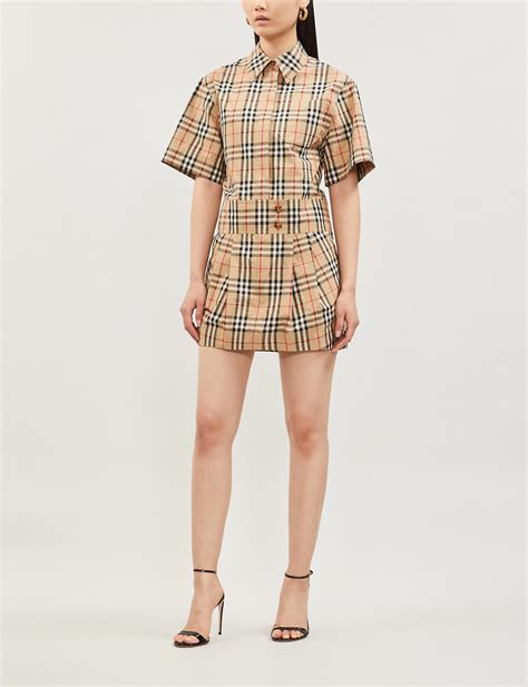 burberry check cotton jersey t-shirt dress|Burberry checked cotton poplin shirt.